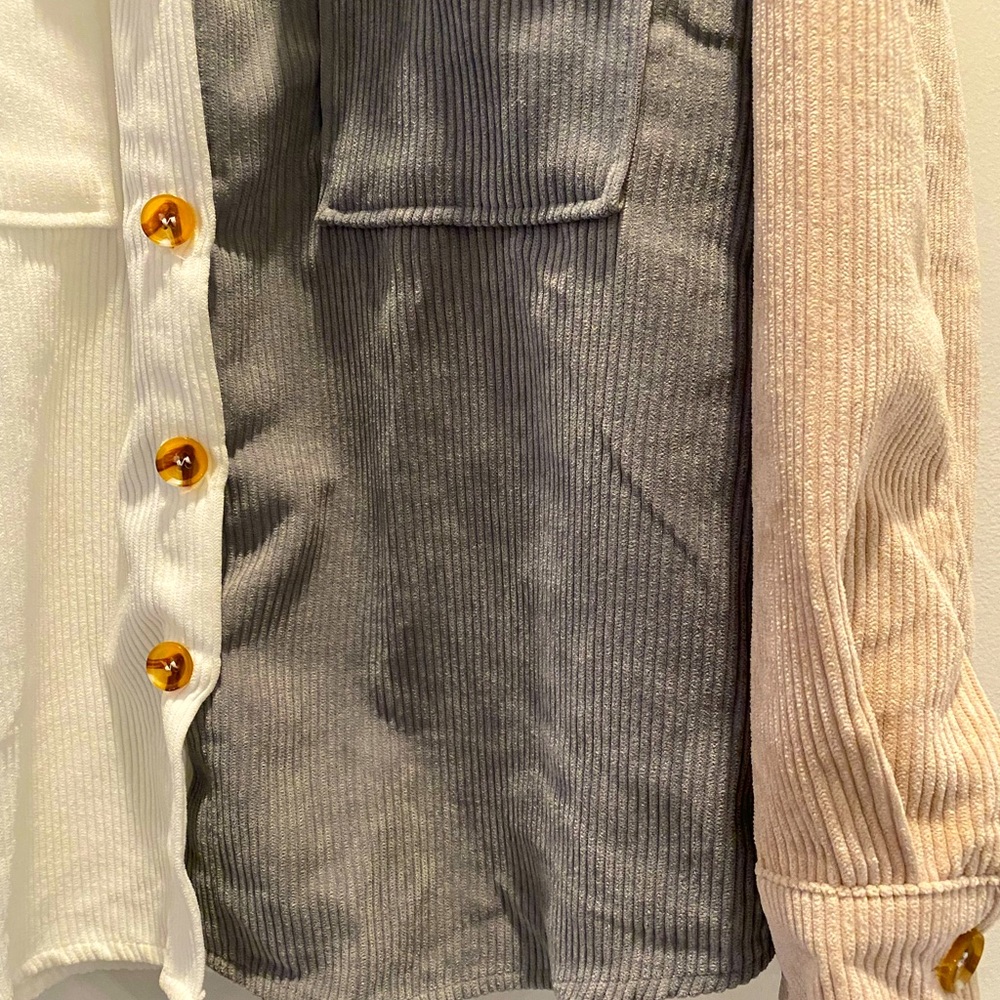 Corduroy multi color block button up women’s